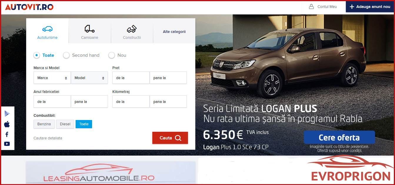 Autovit.ro сайт по покупке бу авто в Румынии