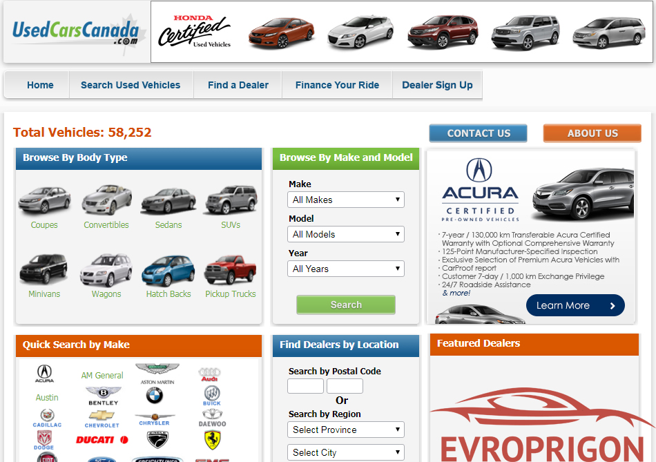 Автосайты и онлайн-ресурсы по продаже бу авто Канады